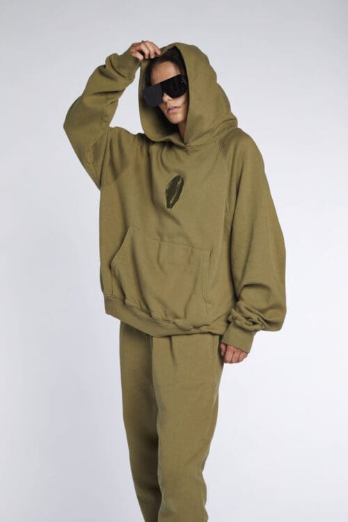 Large Embroidered Cowrie Hoodie ARMY