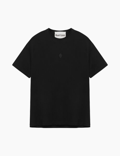 Roll neck embroidered shell Tee UNI BLACK
