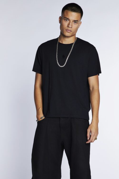 Roll neck embroidered shell Tee UNI BLACK - Image 2