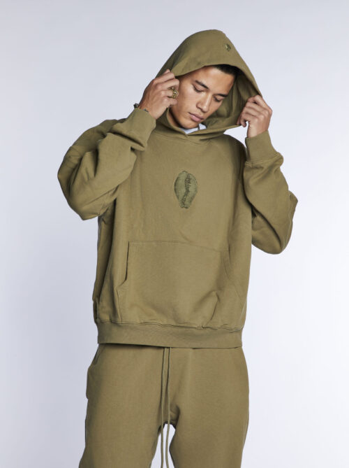 Large Embroidered Cowrie Hoodie MAN ARMY - Image 3