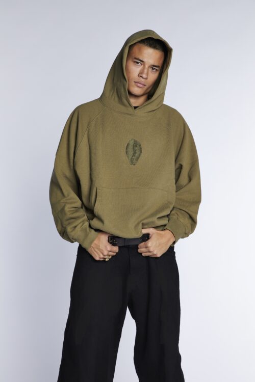 Large Embroidered Cowrie Hoodie MAN ARMY - Image 2