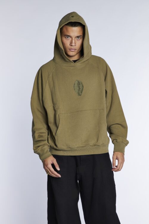 Large Embroidered Cowrie Hoodie MAN ARMY
