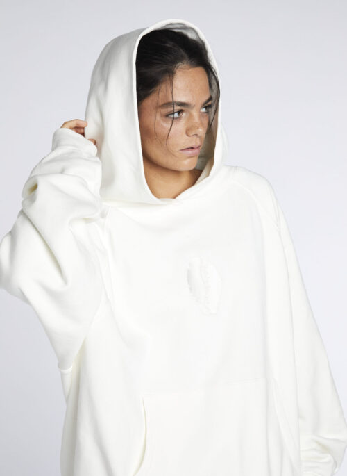 Large Embroidered Cowrie Hoodie UNI OFF WHITE