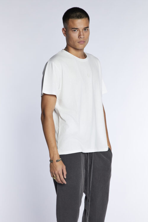 Roll neck embroidered shell Tee UNI WHITE