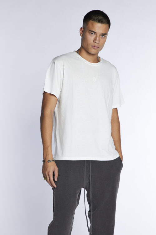 Roll neck embroidered shell Tee UNI WHITE - Image 3