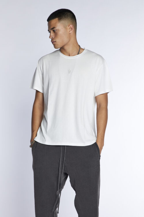 Roll neck embroidered shell Tee UNI WHITE - Image 2